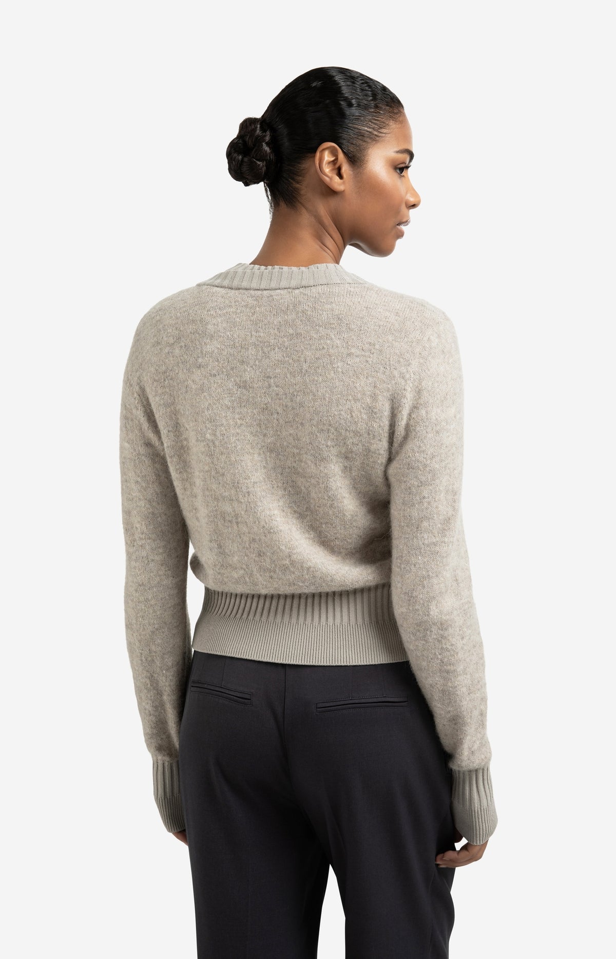 Long sleeve cardigan with double rib details
