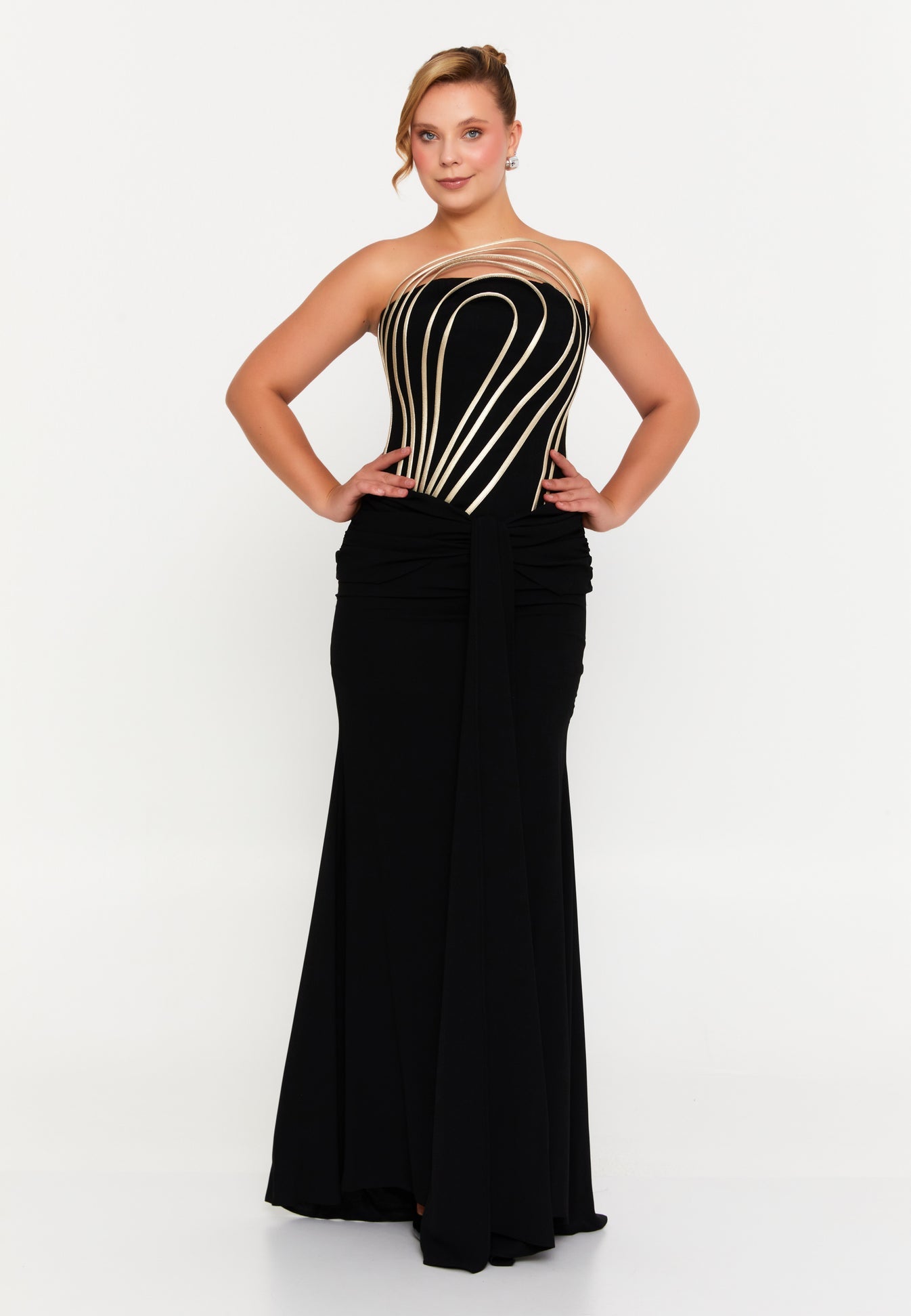 black strapless wedding guest dress Strapless Maxi Viscose Mermaid Regular Wedding Guest Dress 6362 – Gasp Boutique