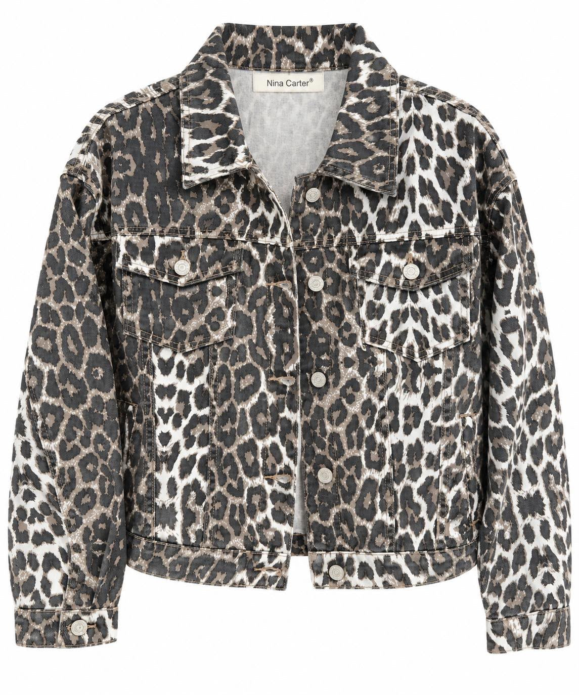 Nina Carter Leopard‑Print Cropped Jacket S570