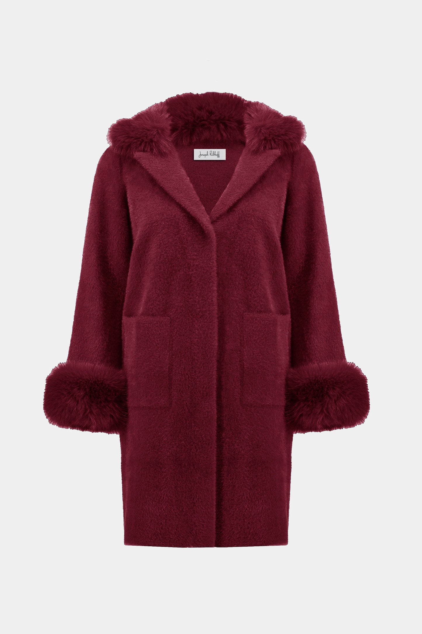 Feather Yarn and Faux Fur Sweater Coat
243923F25