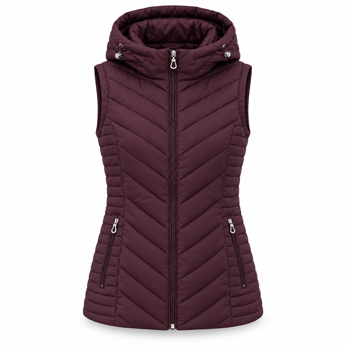 Yew Hooded Quilted Gilet – Plum