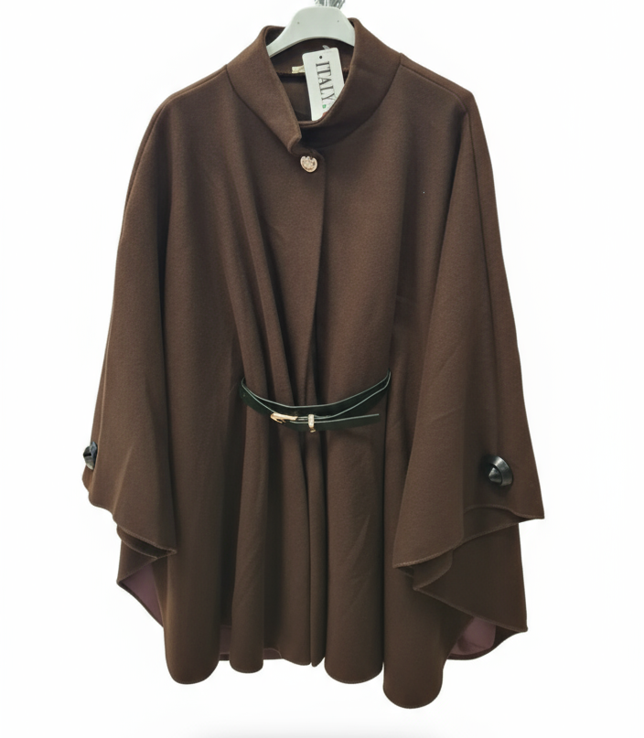 Elegant brown cape with belt