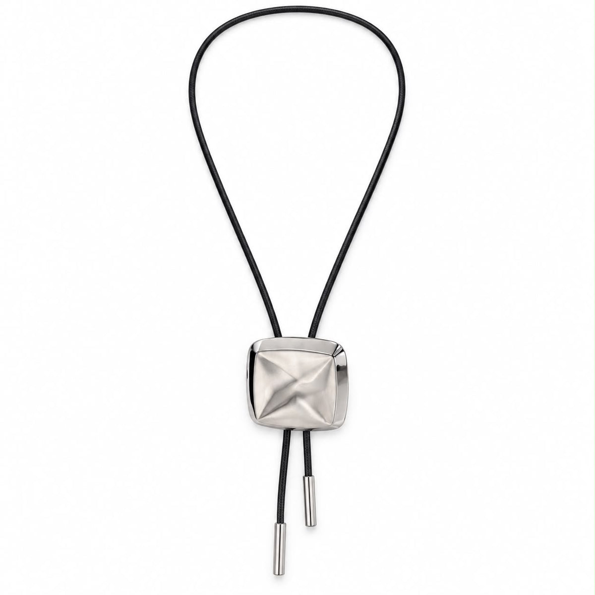 Miss crystal 26824 *Long black cord silver square pendant