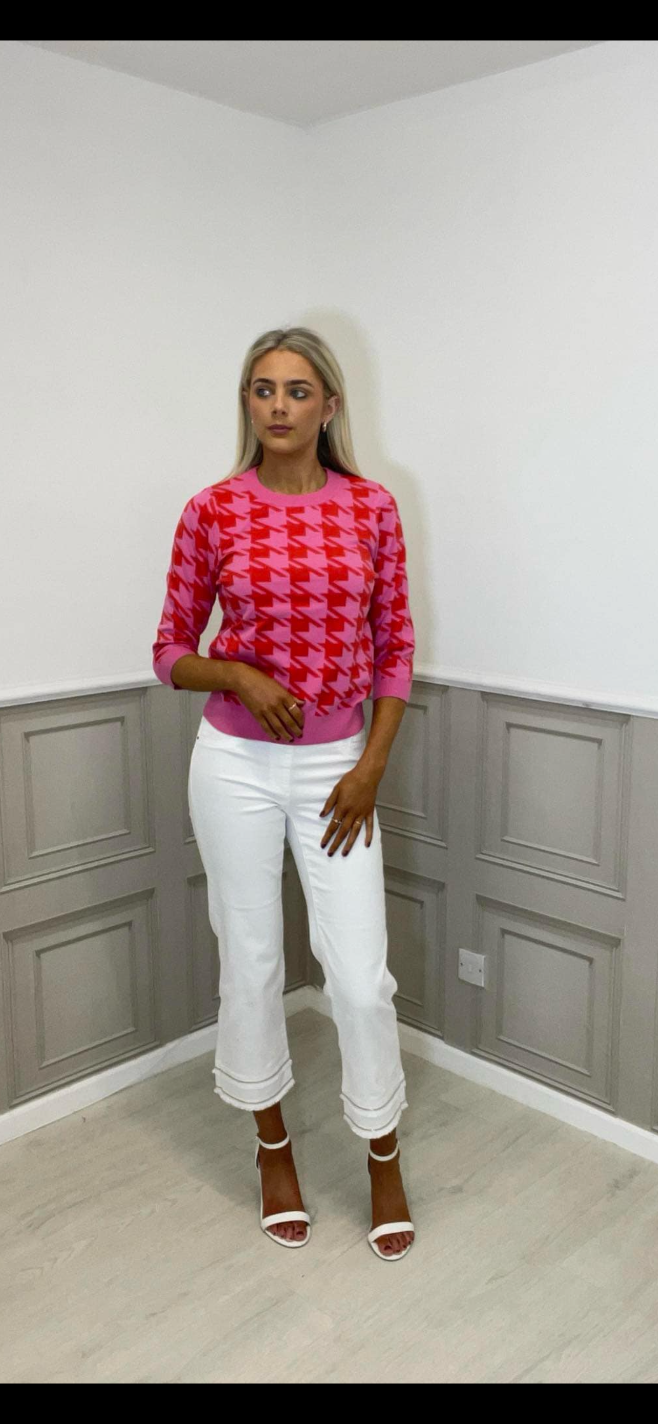 Houndstooth print jumper Straight design.
