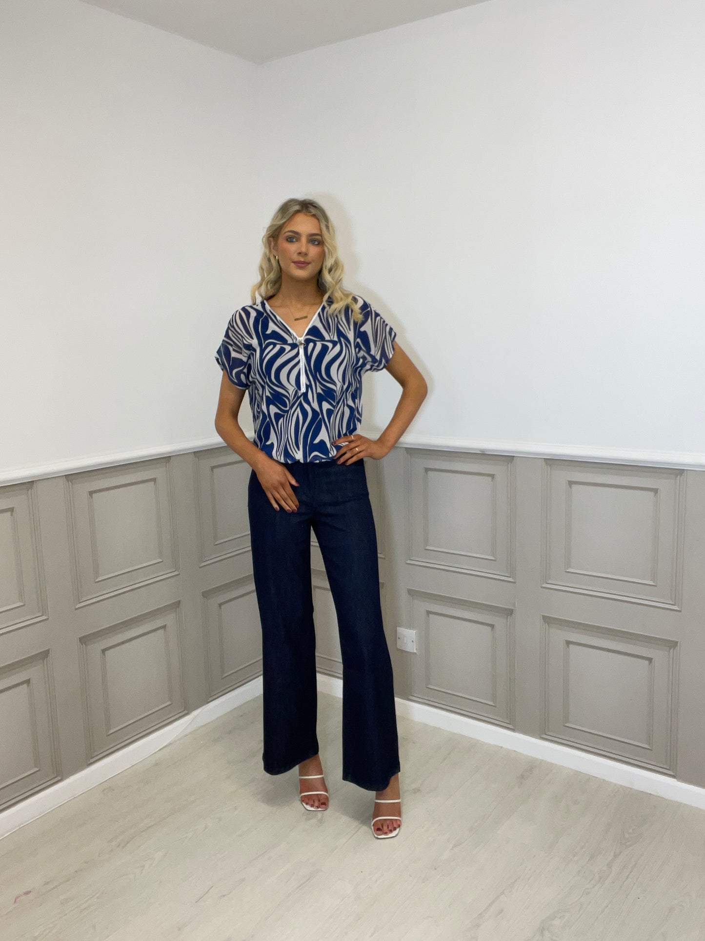 Kate & Pippa Eve top in navy.