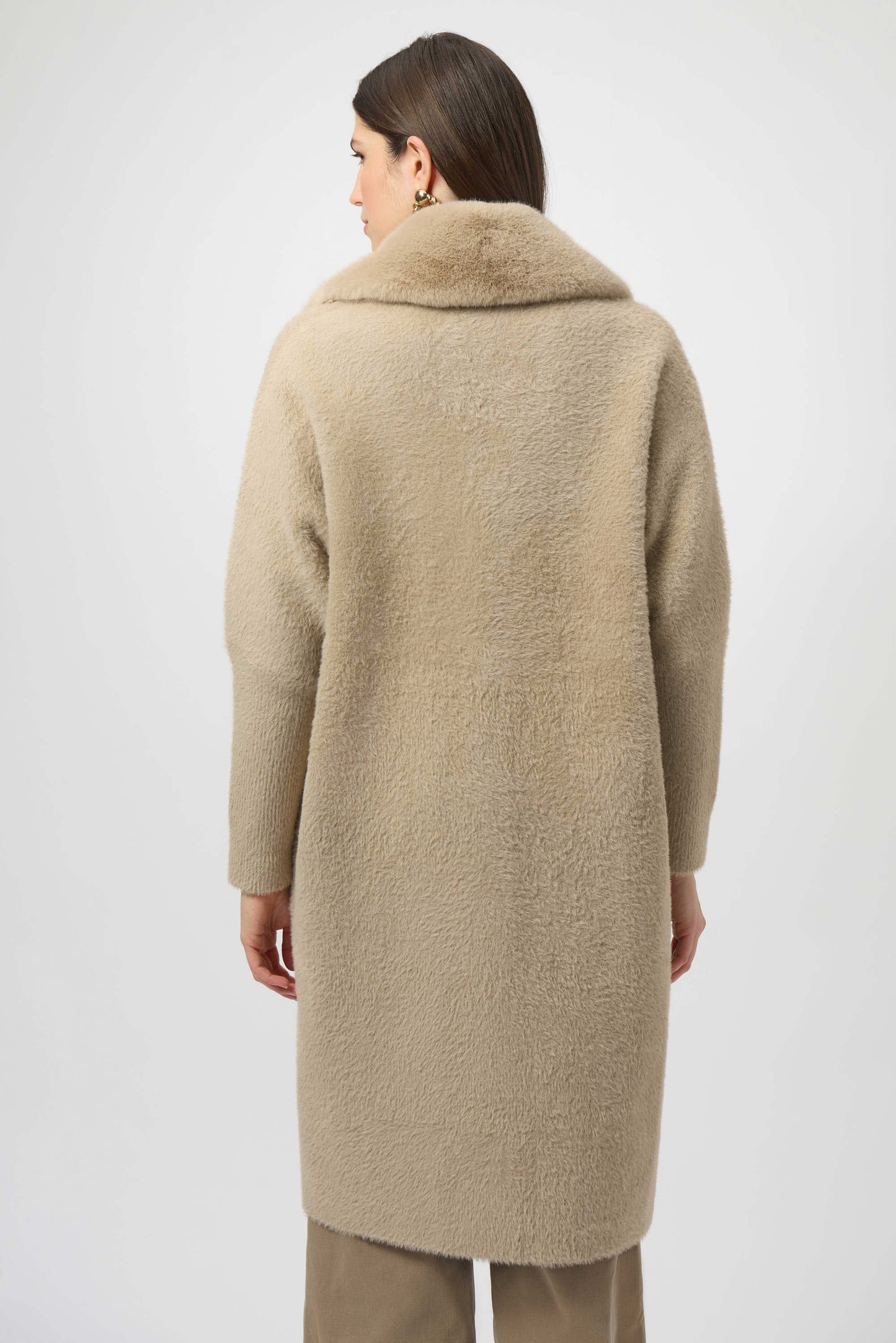 JOESPH RIBKOFF Feather Yarn and Faux Fur Sweater Coat
