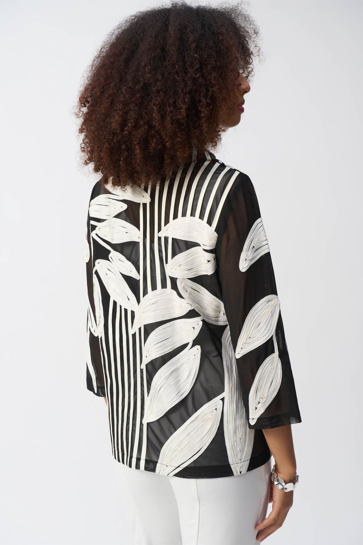 Joseph Ribkoff 251963 Black Vanilla Mesh and Satin Soutache Jacket