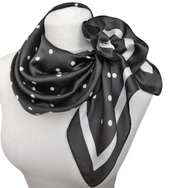 Black polka dot scarf