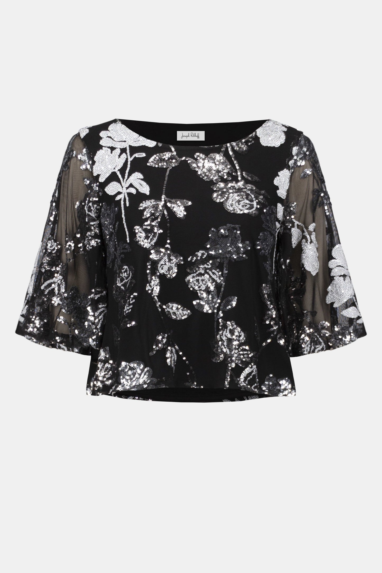 Sequin Embroidered Floral Print Boxy Top
254181