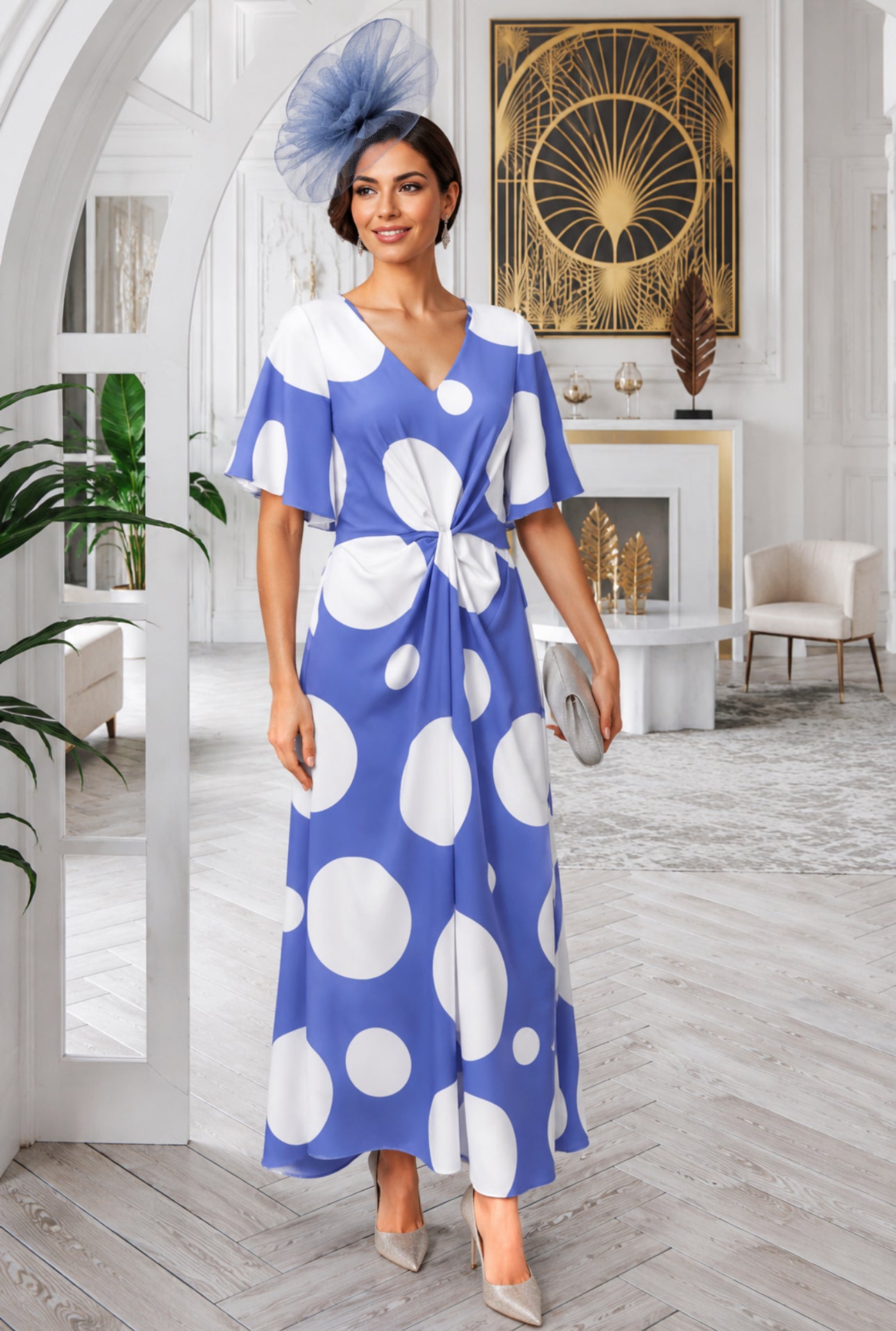 Ella boo dot dress in peri winkle