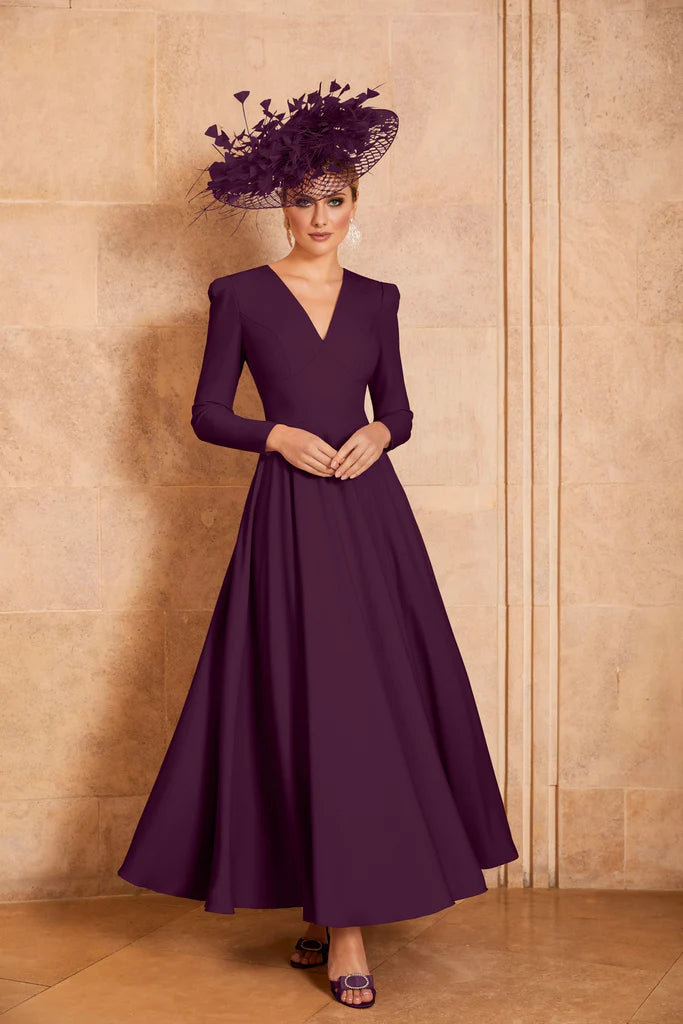 SALE- Invitations by Veni Infantino 29662C Crepe Dress in plum