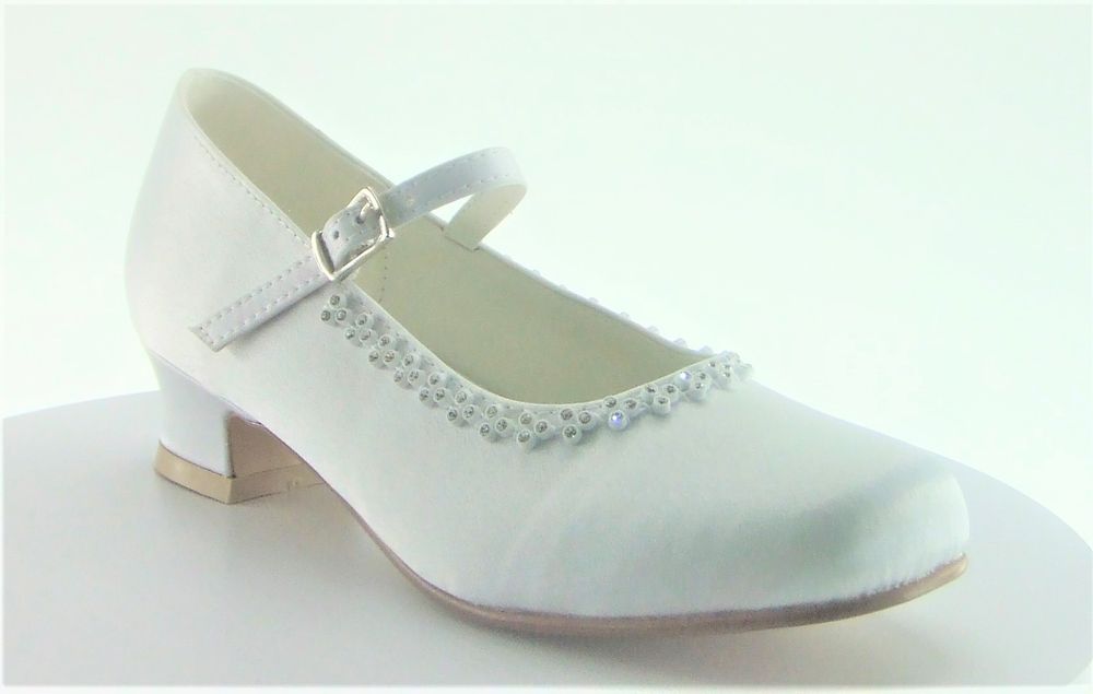 White satin Mary-Jane communion shoes – Gasp Boutique