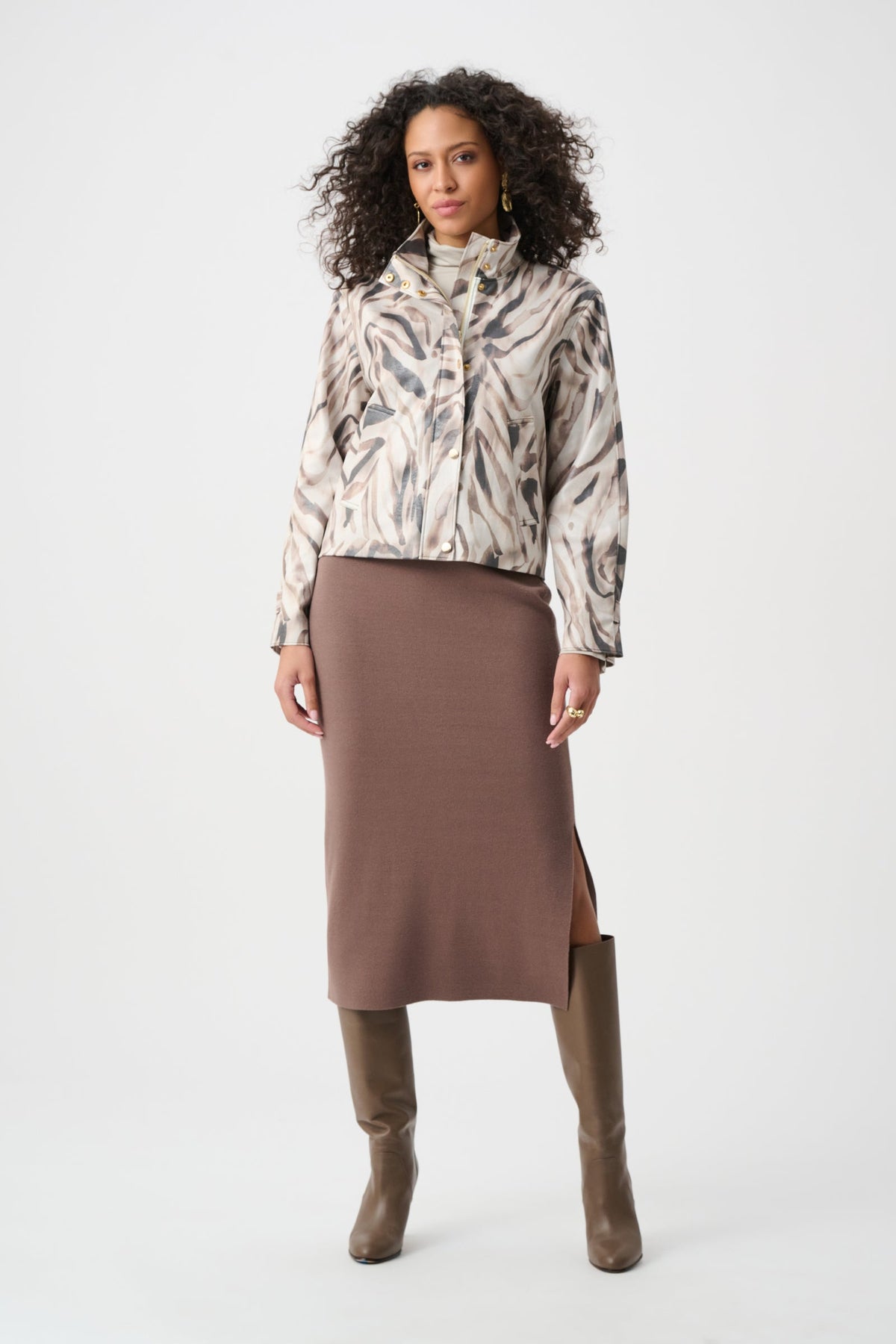 Foiled Faux Suede Animal Print Jacket