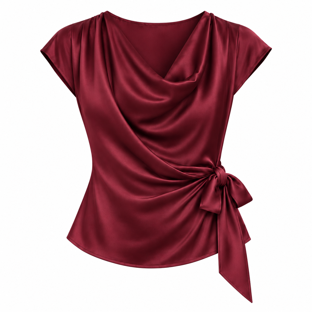 Kyla Burgundy Satin Side-Tie Top