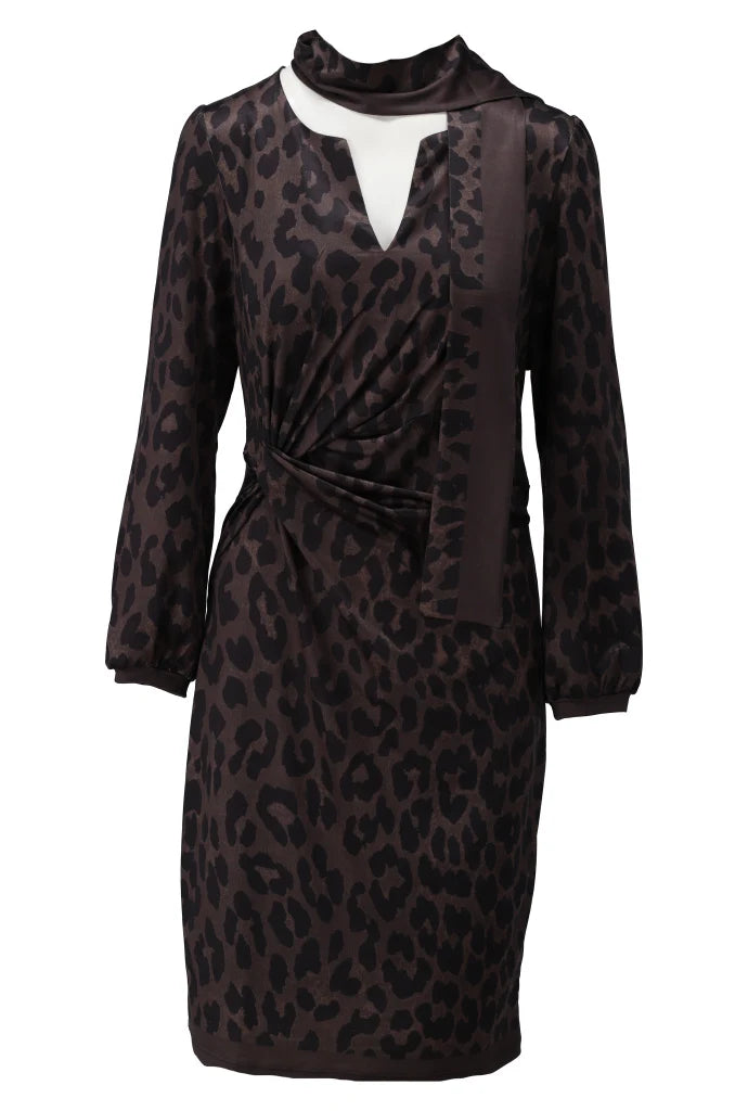 K design short dress with leopard print and scarf