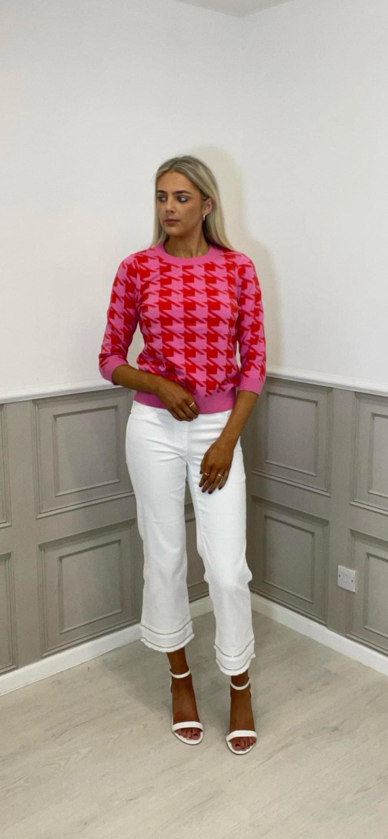 Houndstooth print jumper Straight design.