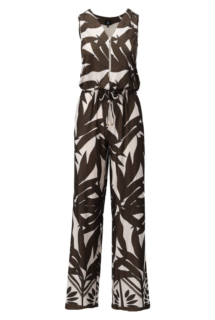 K-Design sleeveless jumpsuit brown/cream. A112