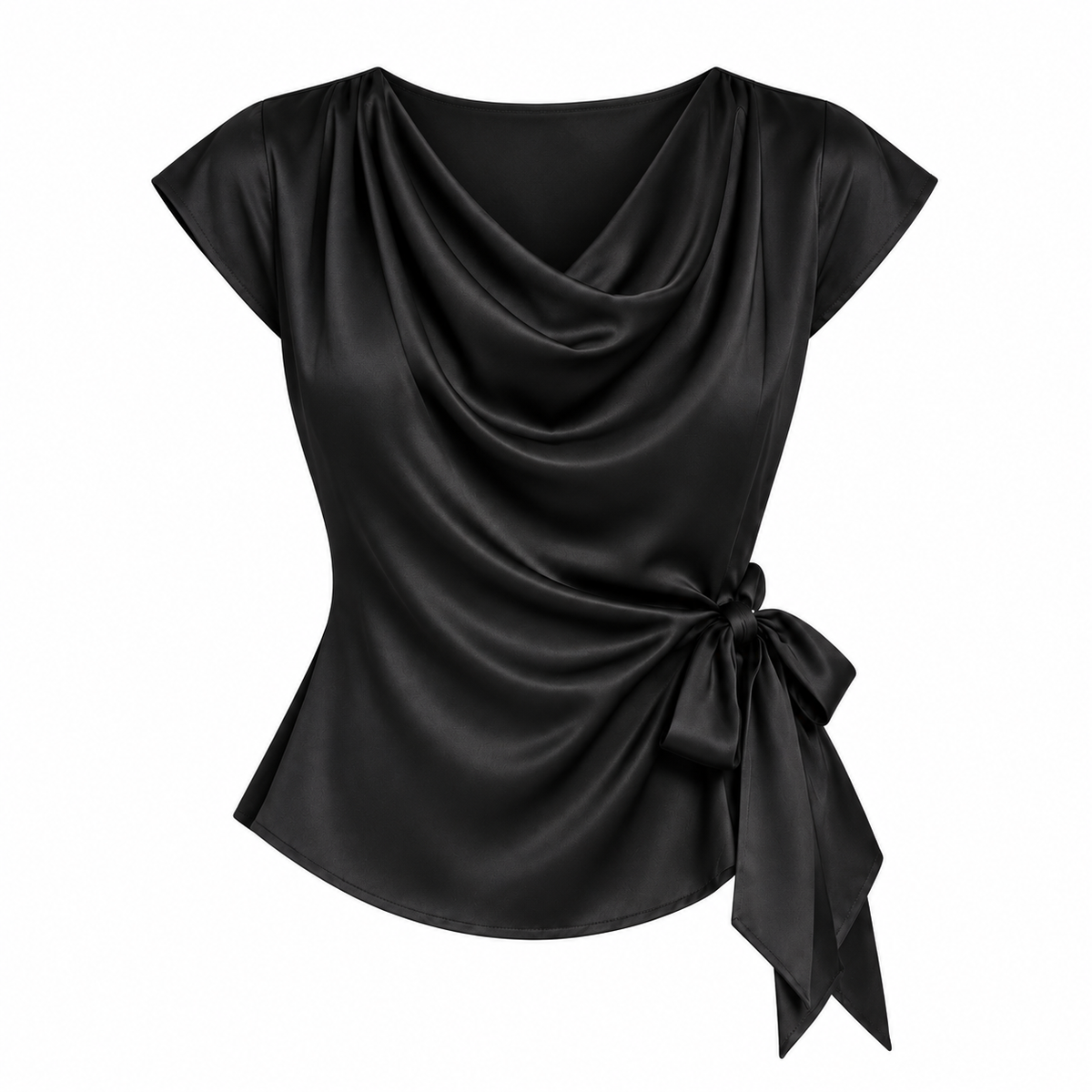 Kyla Black Satin Side-Tie Top