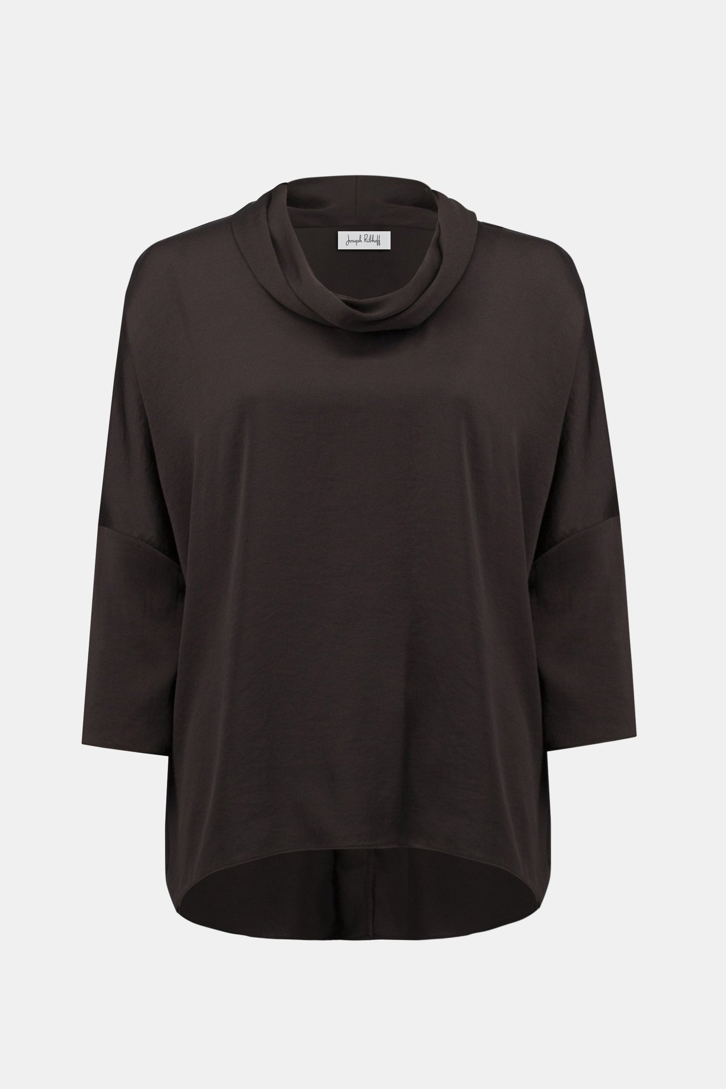 JOSEPH RIBKOFF 254217 Recycled Satin Boxy Tunic with Cowl Collar in mocha