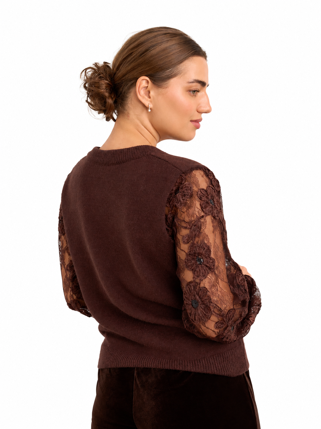 Becky Brown Lace Sleeve Jumper