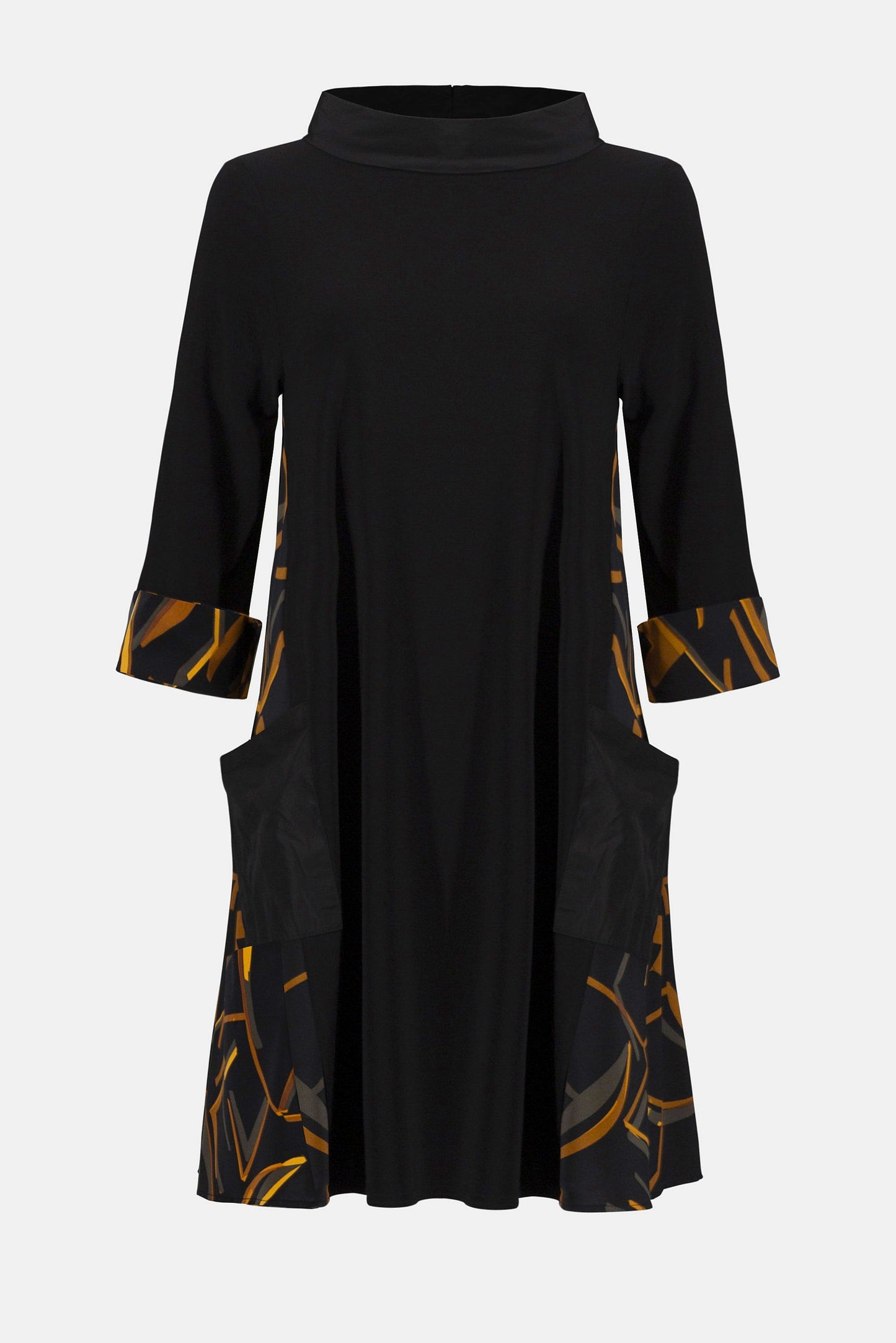 Recycled Woven Abstract Print And Silky Knit Dress
253186