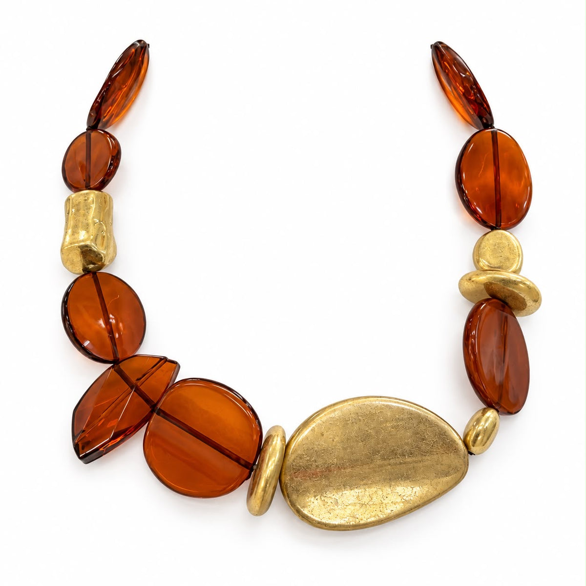Miss crystal 26828 amber and gold necklace