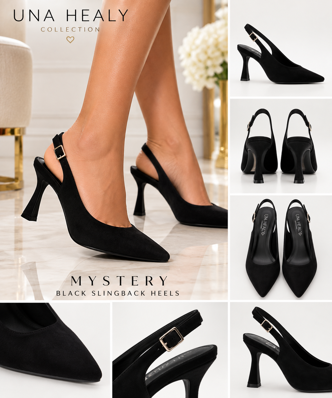 Una Healy – Mystery Black Slingback Heels