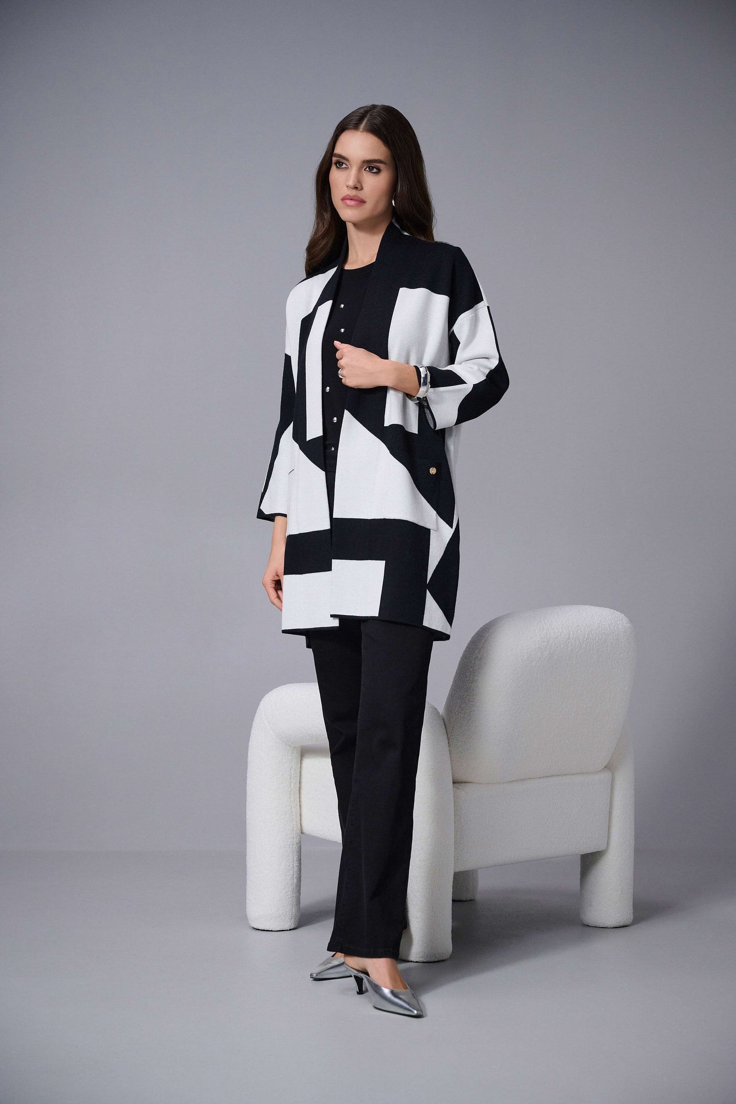 Joseph Ribkoff 253901 Jacquard
Knit Colour-Block Cover-Up