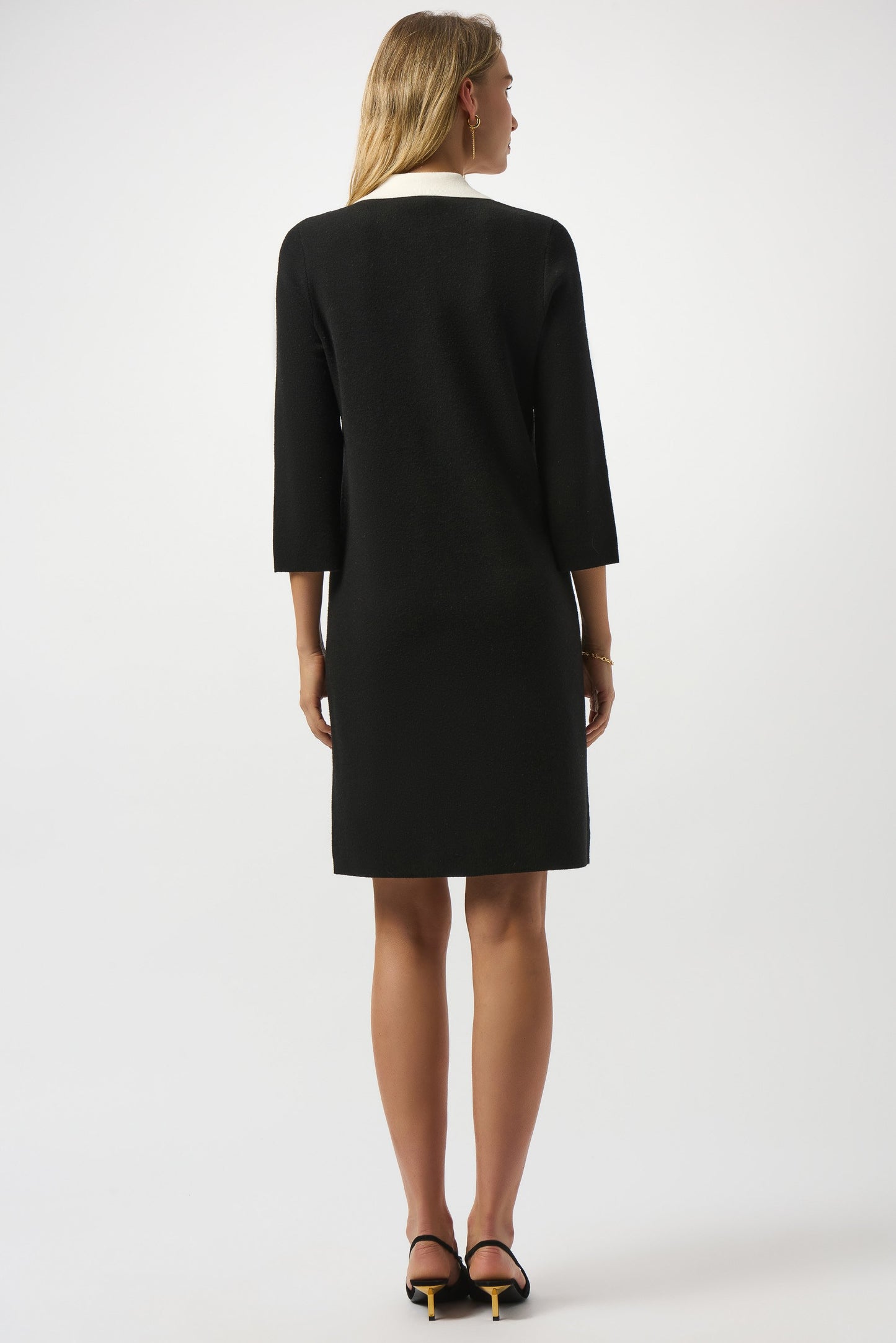 Knit Dress with Contrast Shirt Collar and Pockets
253995