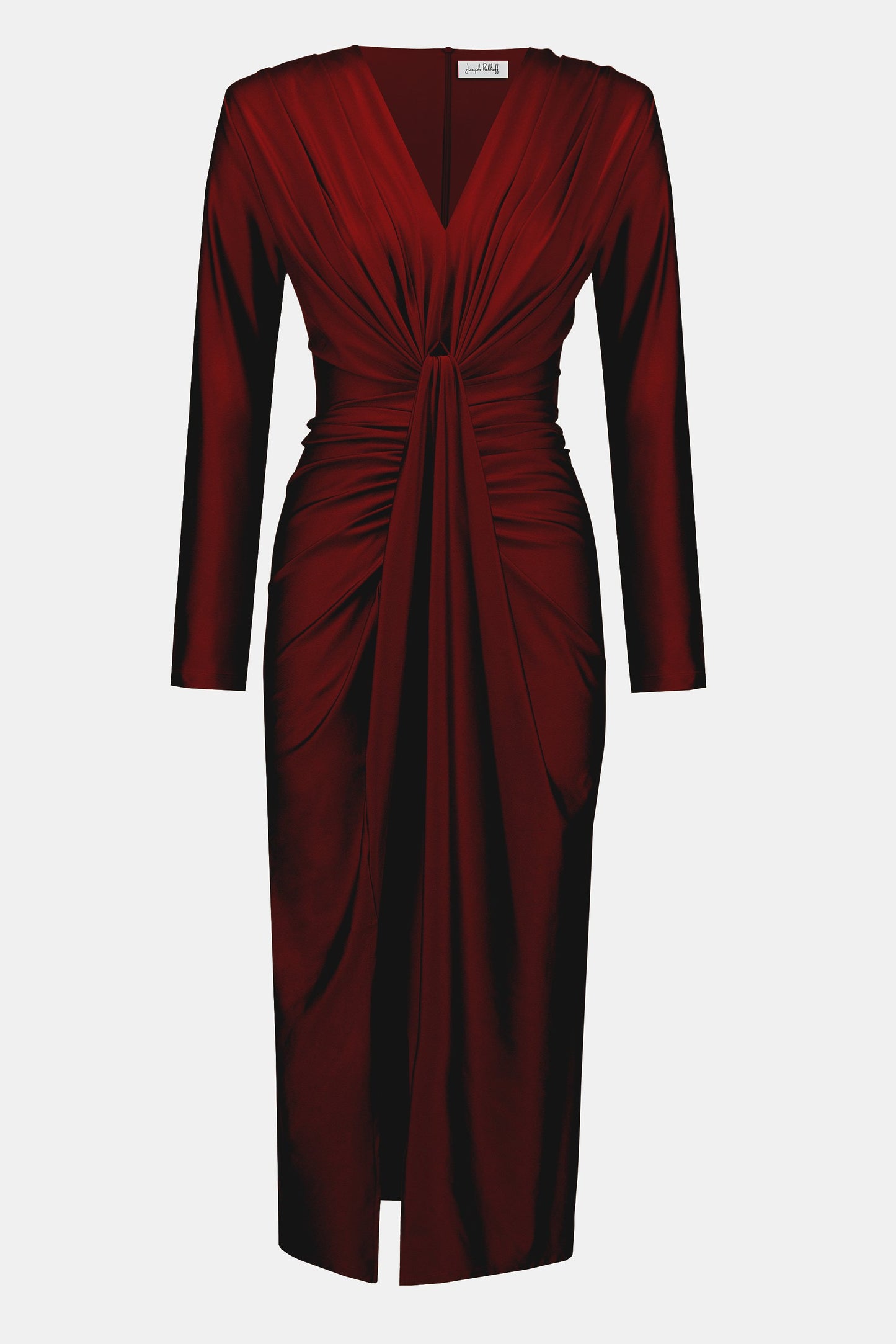 Signature | Satin Effect Knit Draped V-Neck Sheath Dress
253714