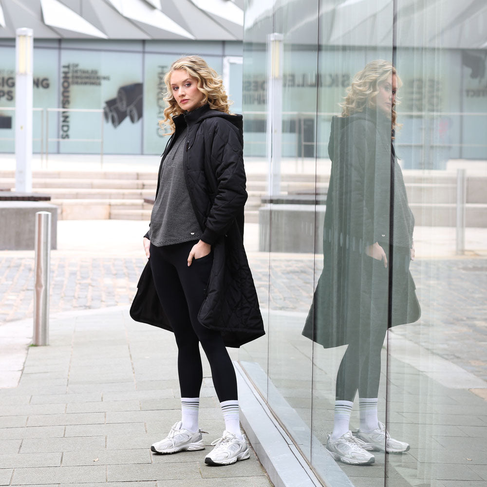 Relax & Renew Casey Lo ngline Coat Black