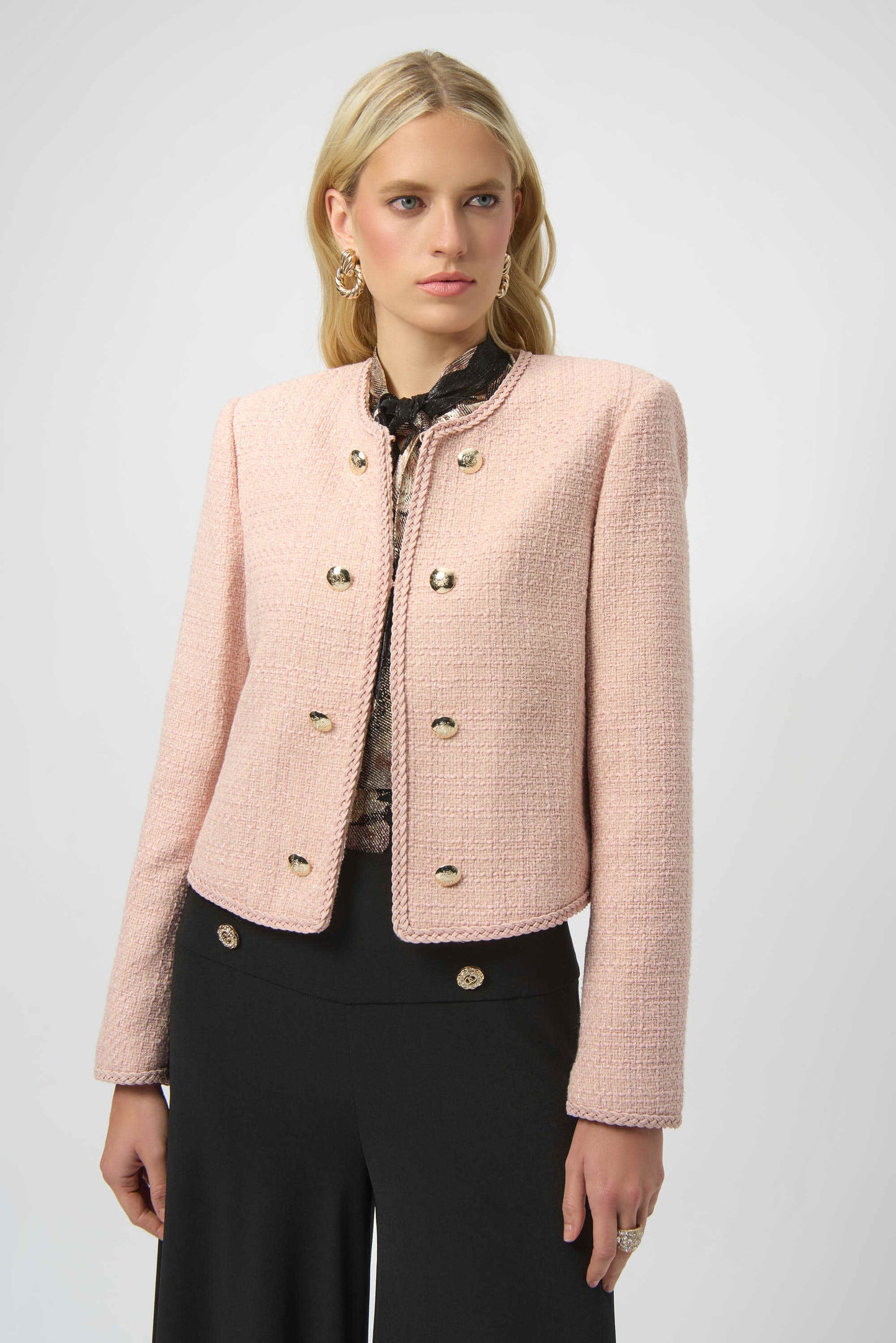 Bouclé Collarless Jacket with Buttons
254903