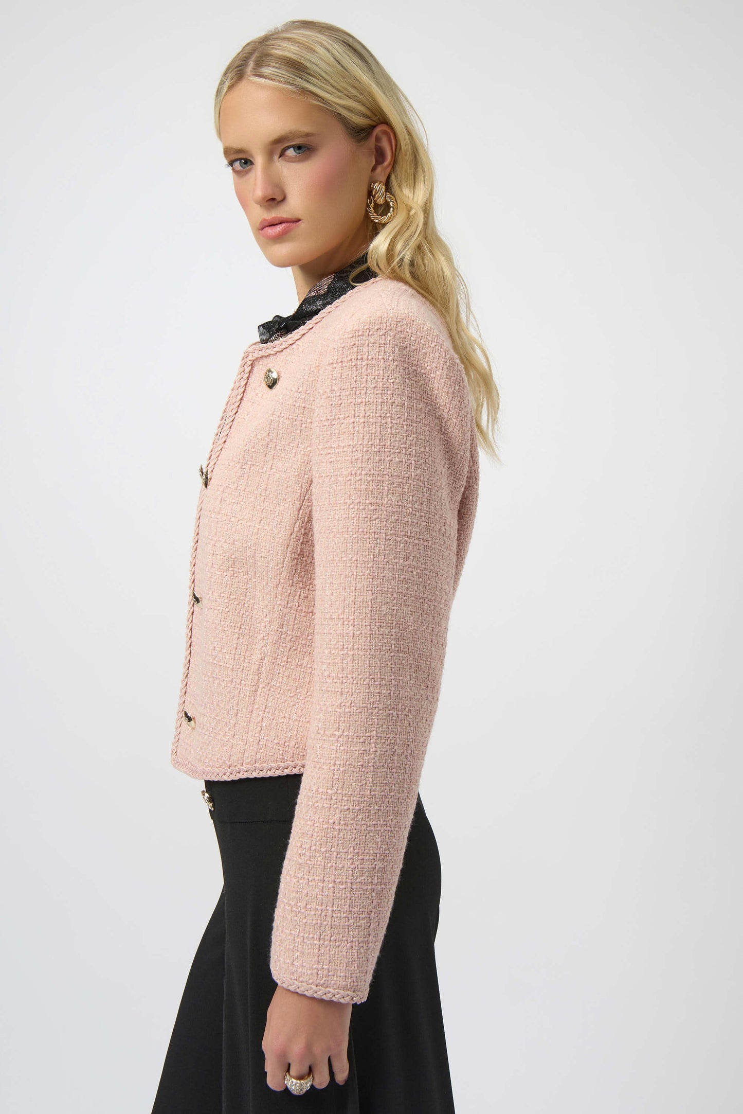 Bouclé Collarless Jacket with Buttons
254903