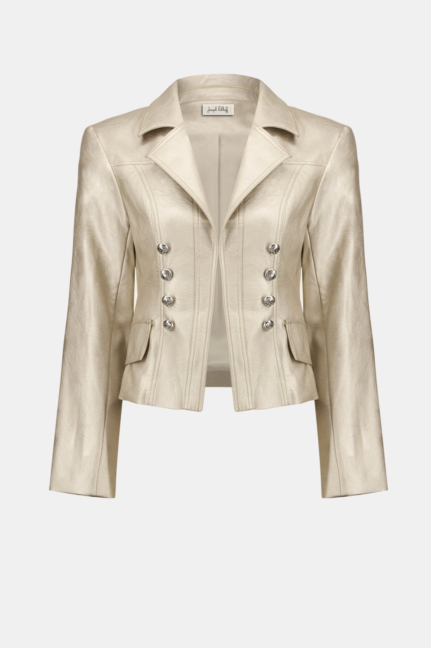 Leatherette Notched Collar Fitted Jacket
254925