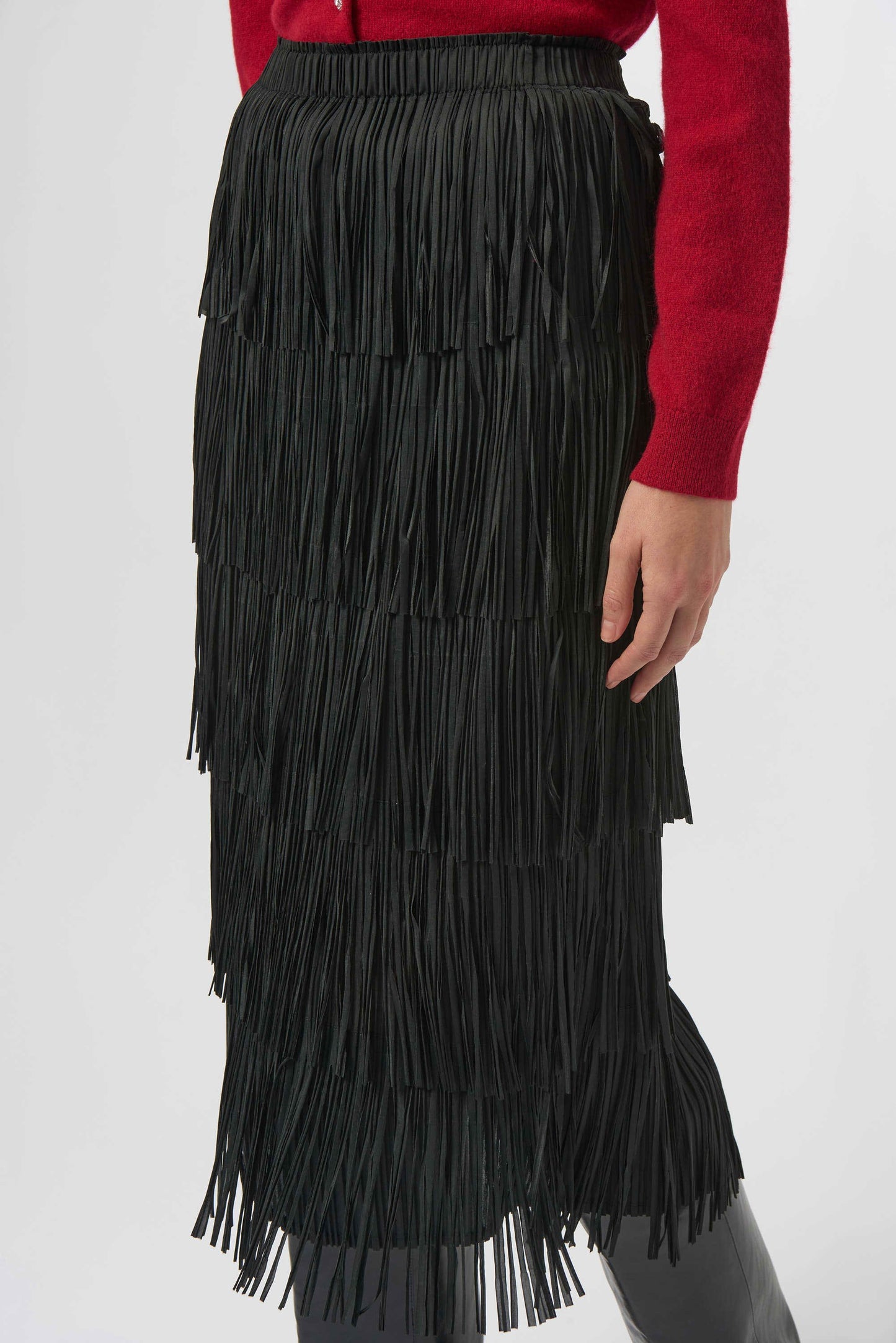 Pleated Pencil Skirt with Tiered Fringes
254901