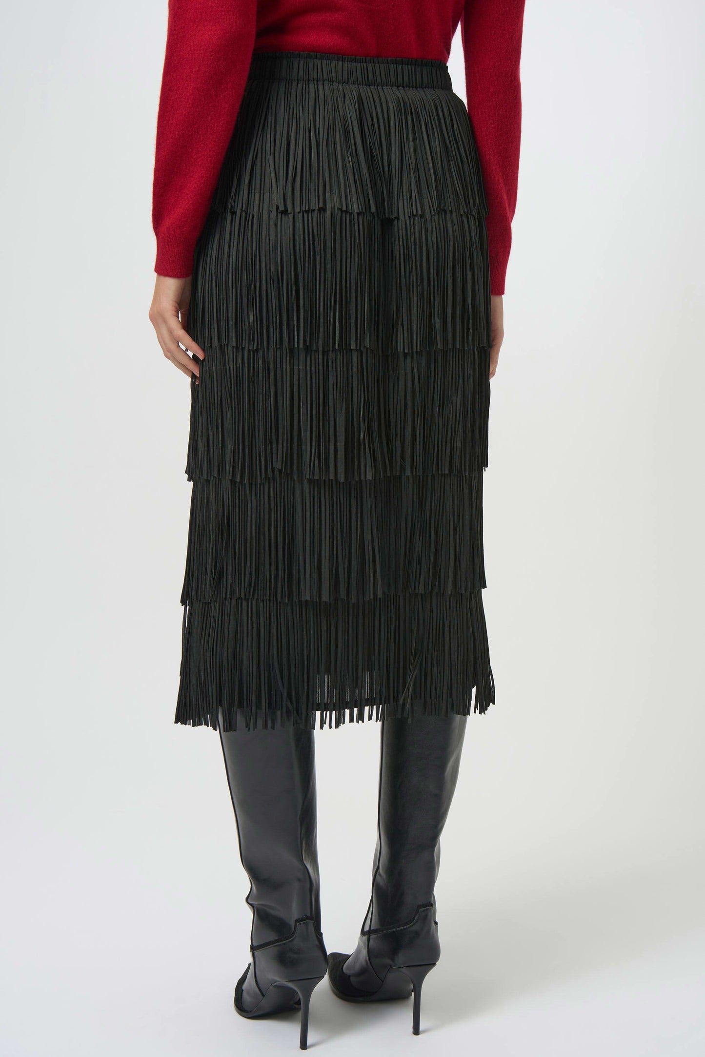 Pleated Pencil Skirt with Tiered Fringes
254901