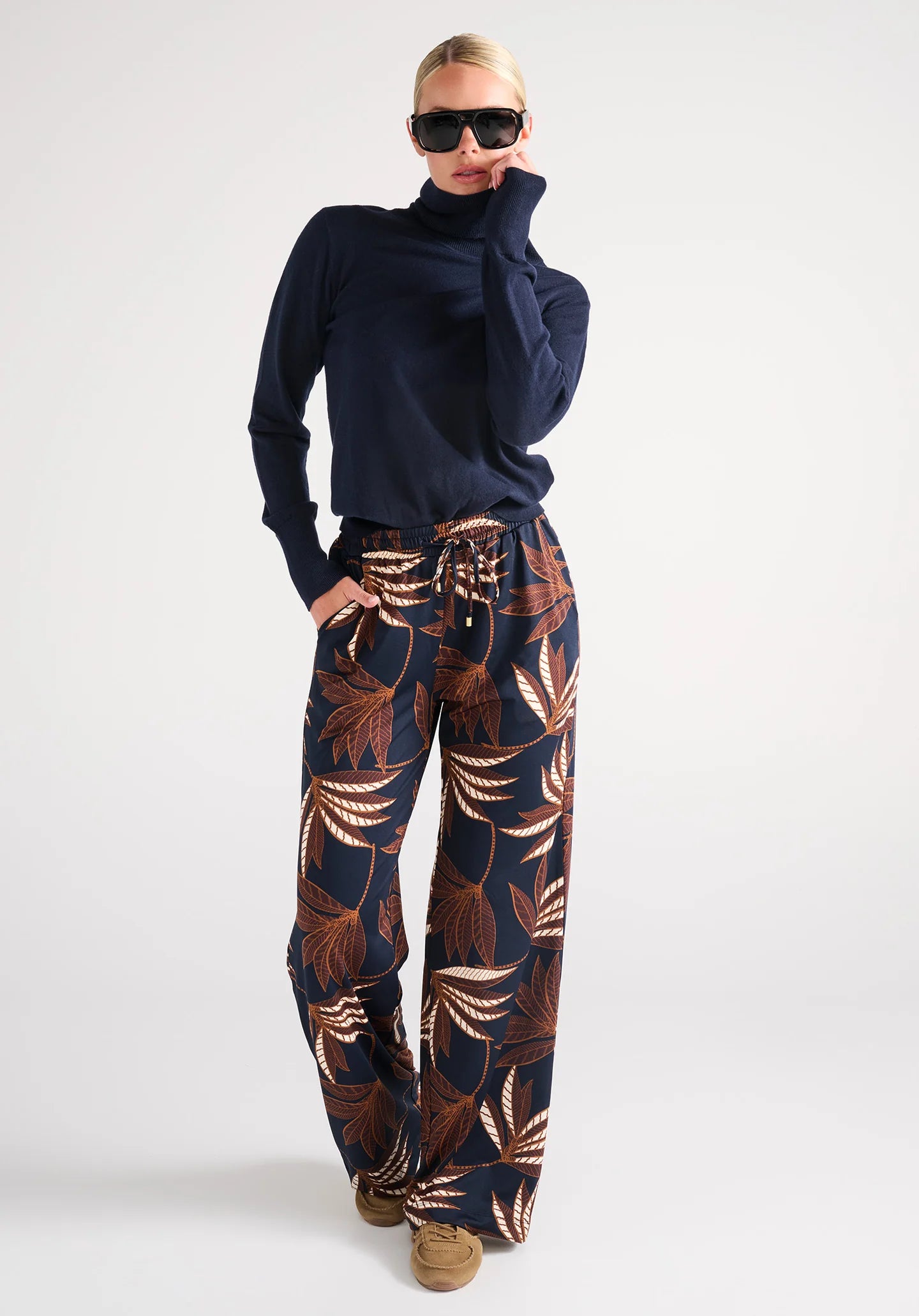 K design trousers with botanical print