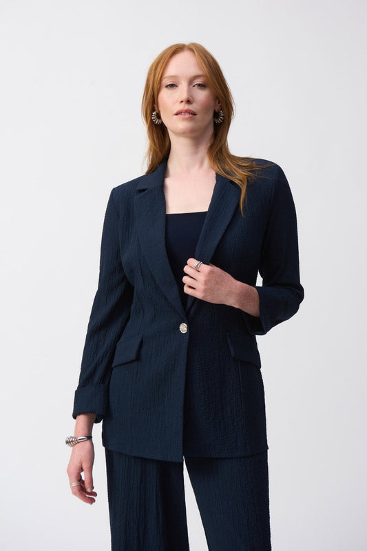 251082 JOSEPH RIBKOFF SEERSUCKER STRAIGHT BLAZER NAVY BLUE