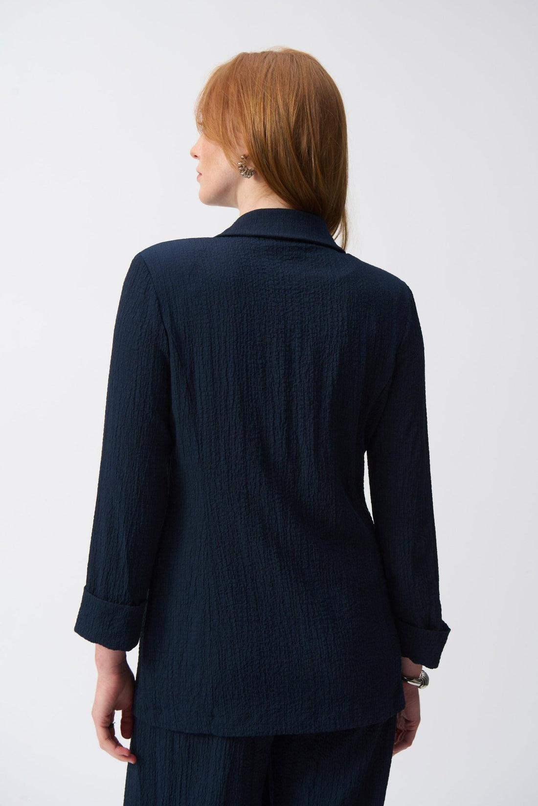 251082 JOSEPH RIBKOFF SEERSUCKER STRAIGHT BLAZER NAVY BLUE