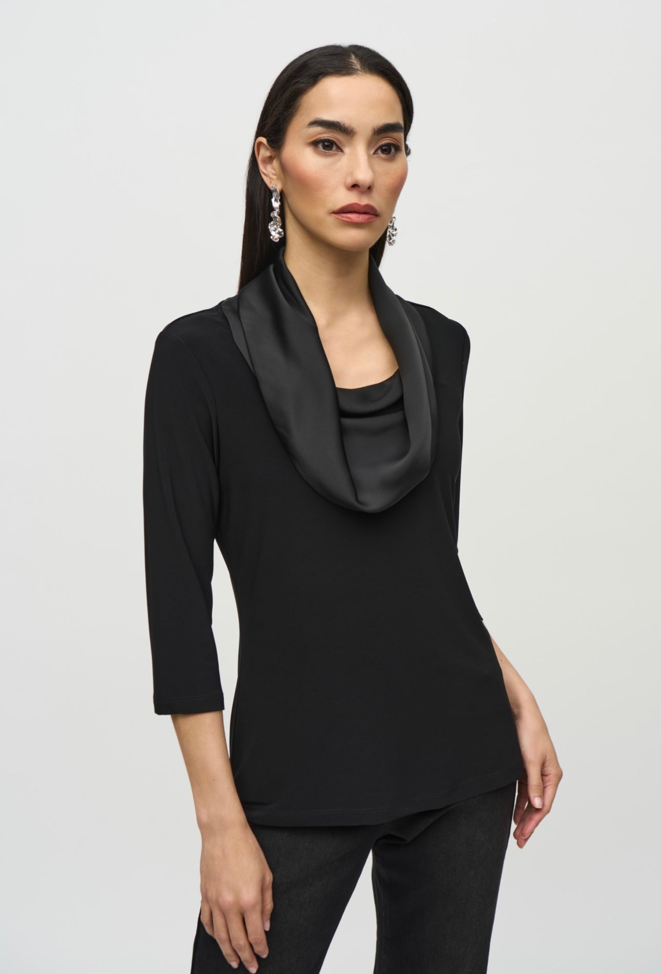 Silky knit and satin fitted top
