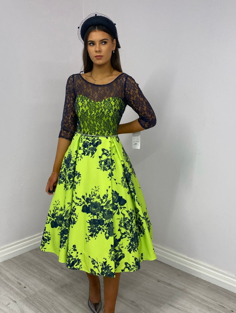 Navy blue and lime green dress hotsell