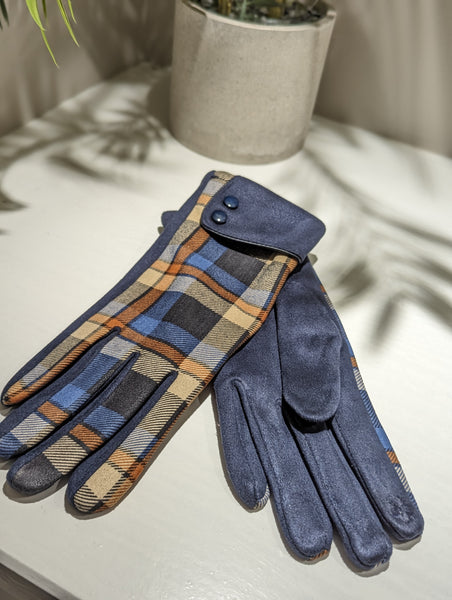 Tartan blue/tan glove