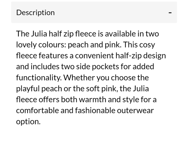 Julia pink fleeced half zip