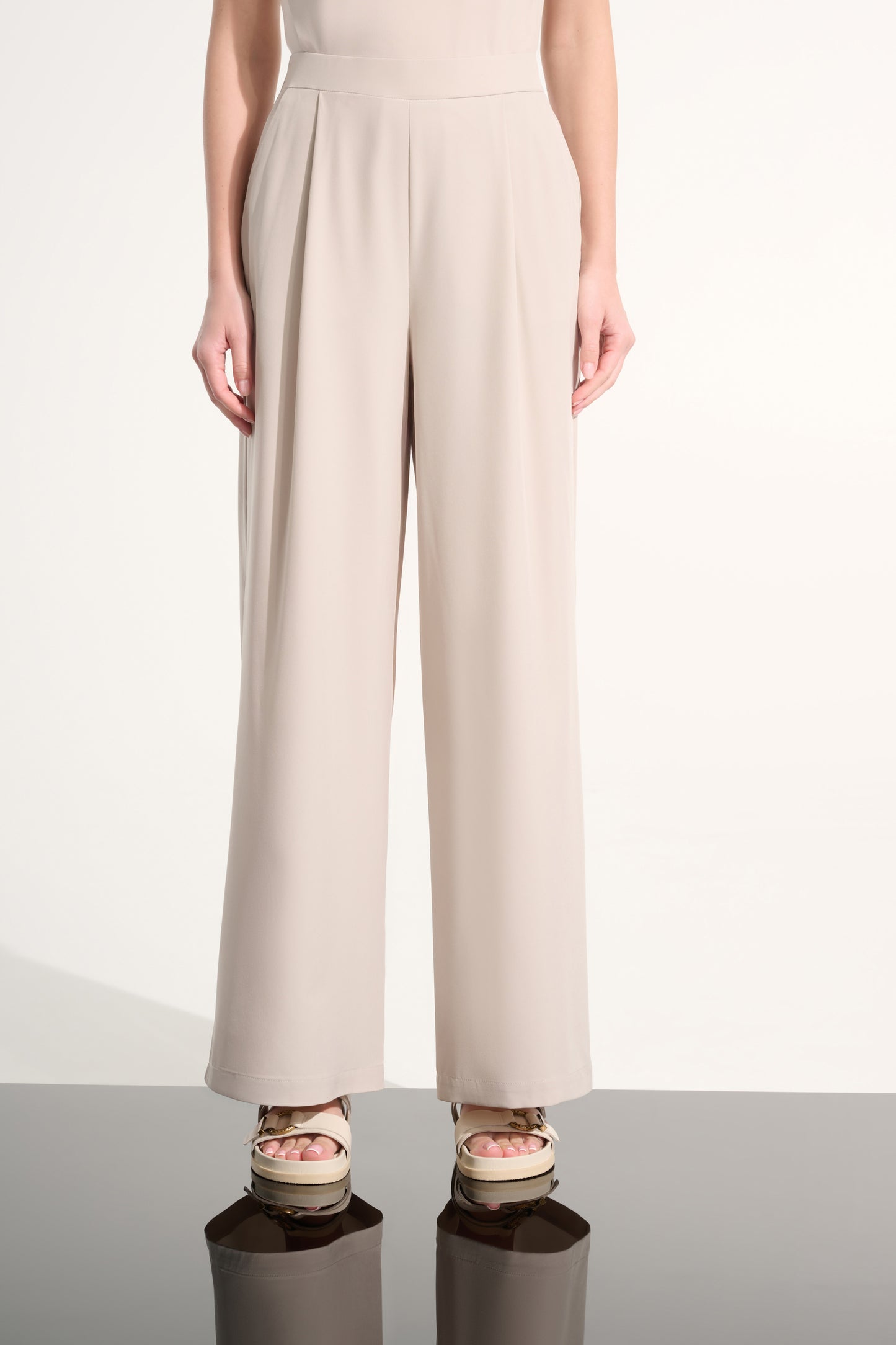 JOSEPH RIBKOFF 262622 Stretch Woven Pull-On Wide Leg Pants