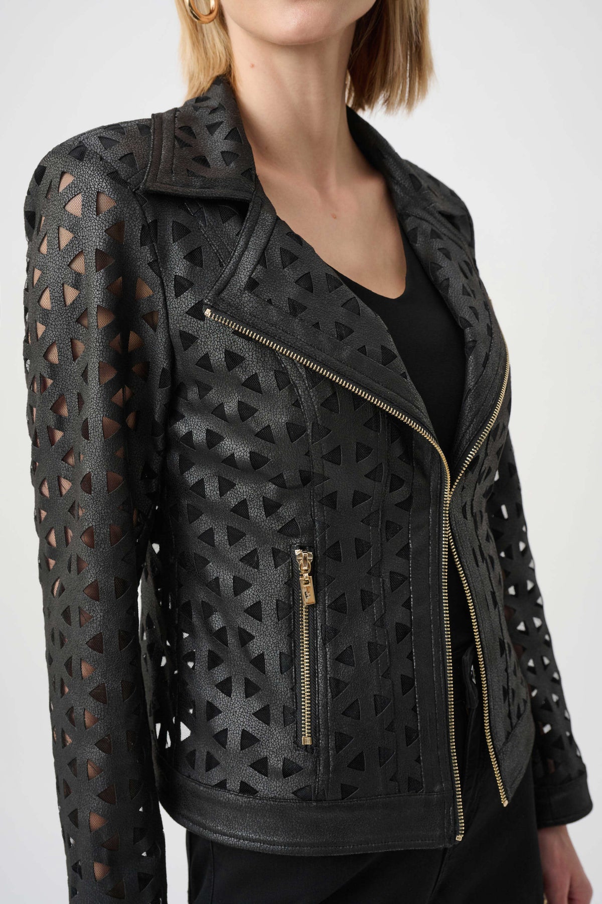Foiled Faux Suede And Mesh Moto Jacket
263910