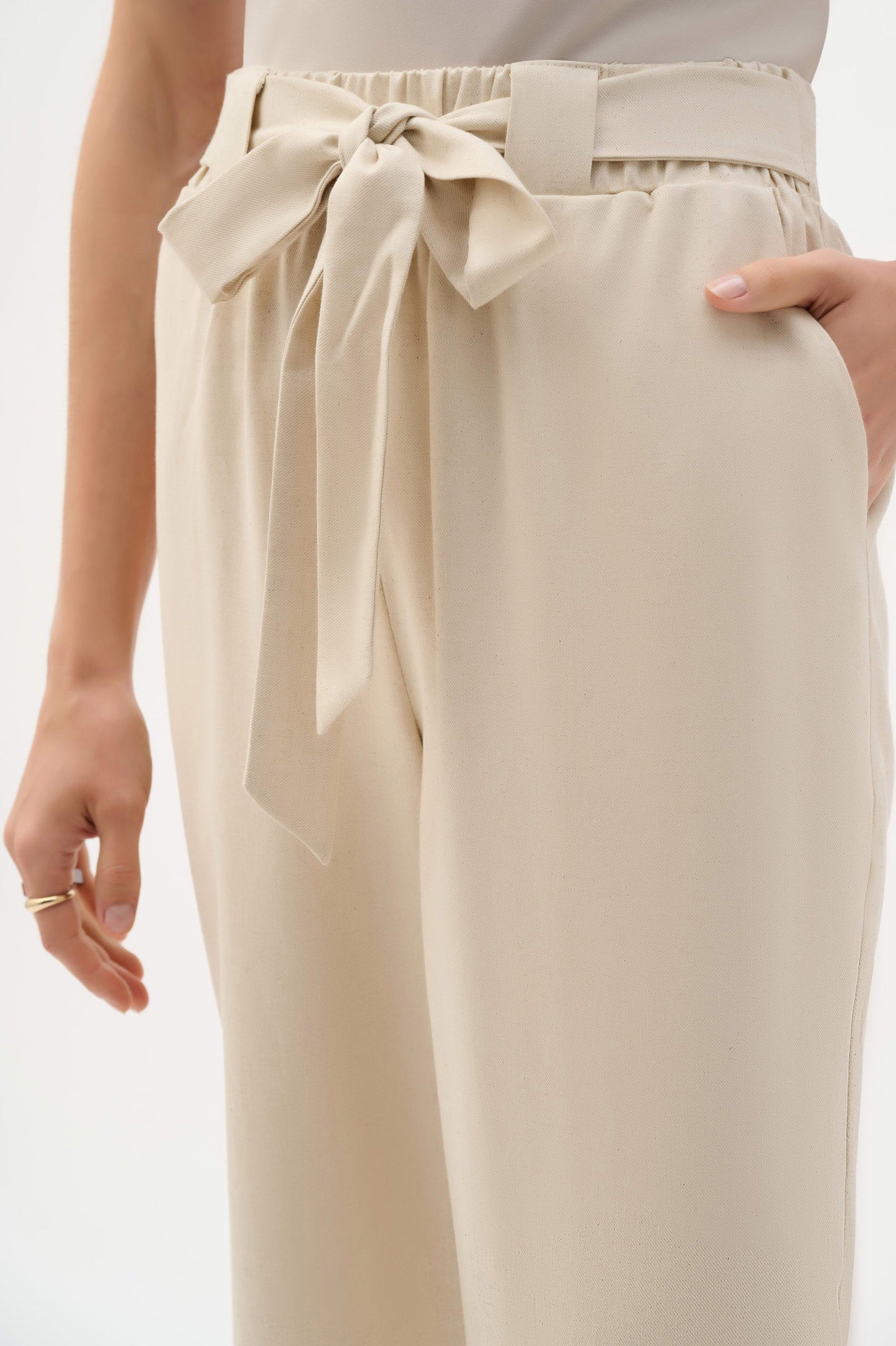 JOSEPH RIBKOFF 262040 Linen Woven Pull-On Wide Leg Pants
