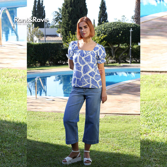 Rant & Rave Etta Wide Leg Crop Jean Light Wash