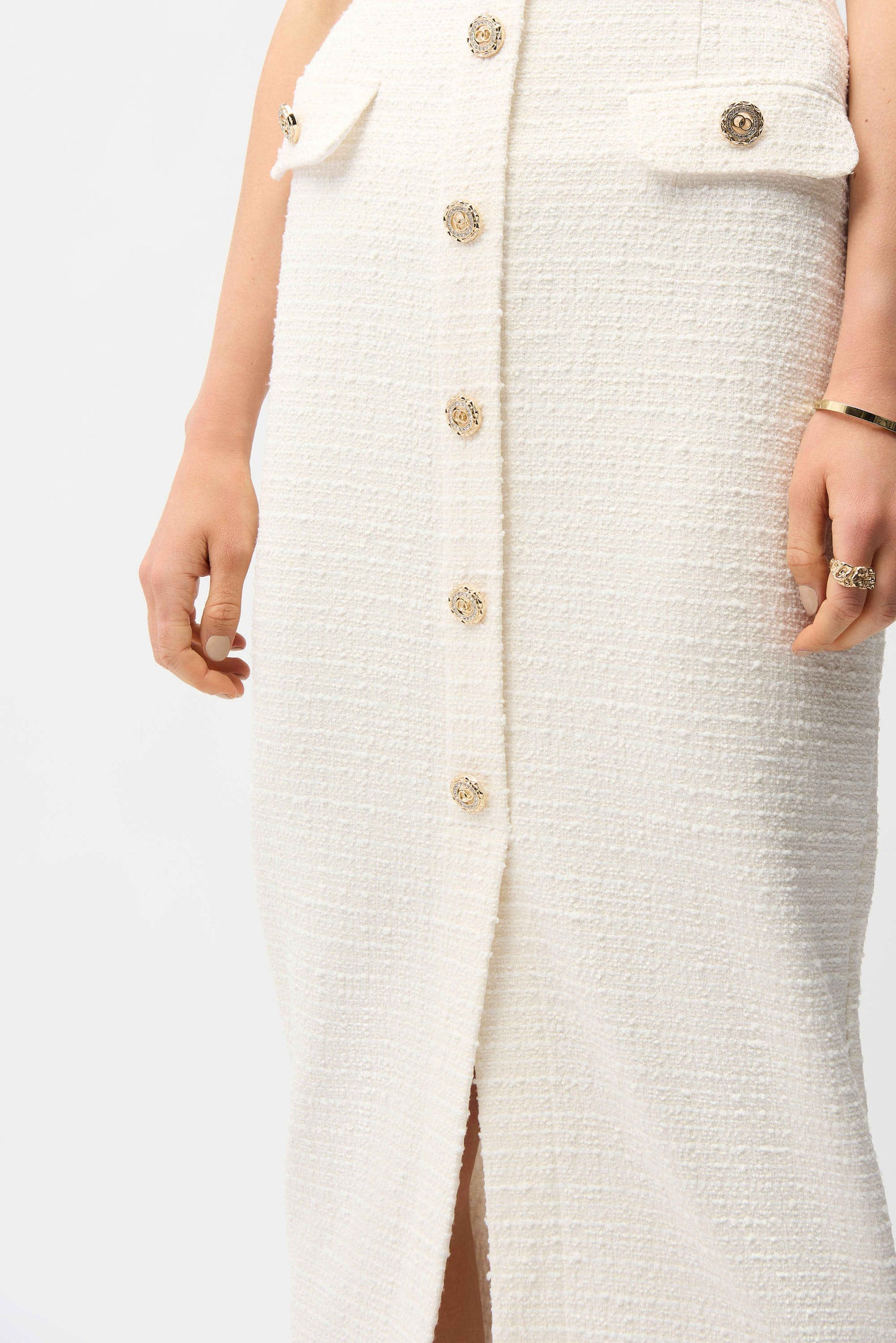 JOSEPH RIBKOFF Bouclé Pencil Skirt With Gold Buttons
261301