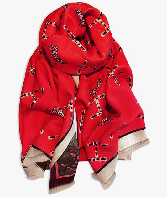Doctor Bear Luxury cashmere feel scarf in red