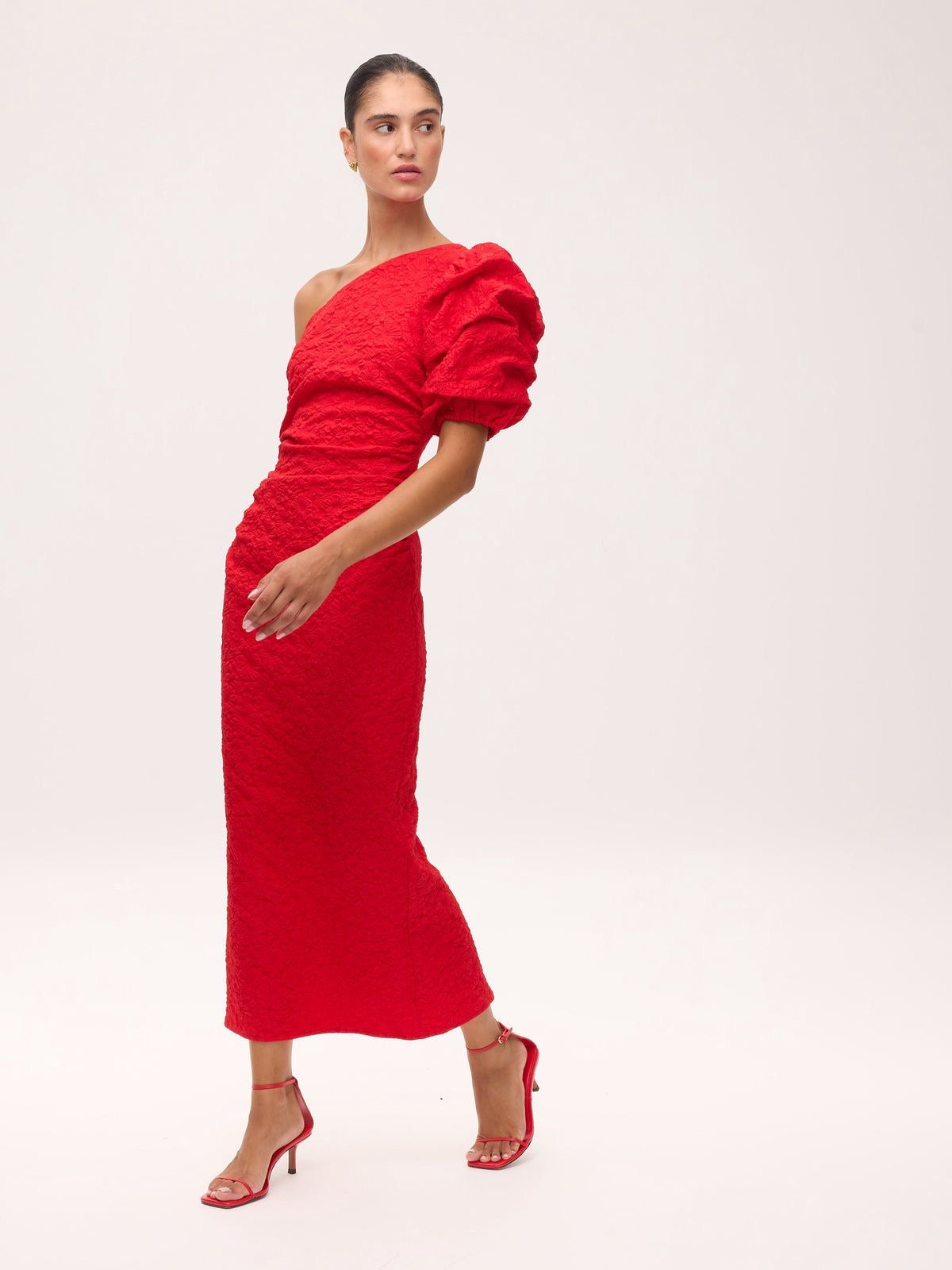 Mioh Isabella Red one shoulder midi dress – Gasp Boutique